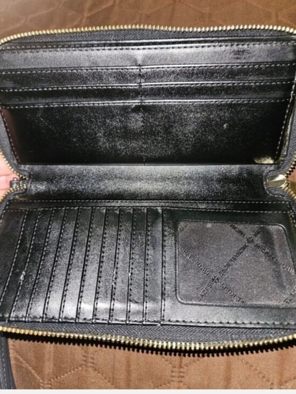 Michael Kors Large Black Leather Jet Set Travel Continental Wristlet Wallet